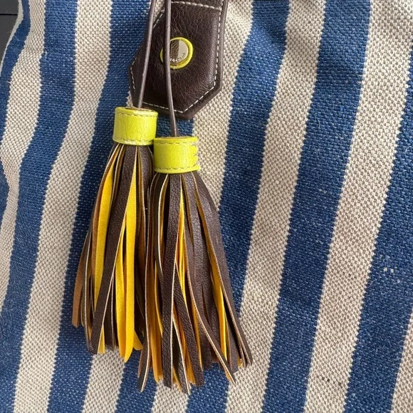 Big Buddha Swesley Blue and White Striped Tribal Tote Bag - Picture 11 of 13